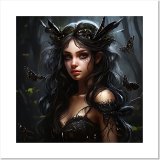 A Dark Fairy Fantasy With Black Butterflies Posters and Art